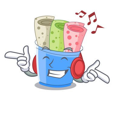 Dinleme müzik dondurma bardak karikatür vektör çizim rulo