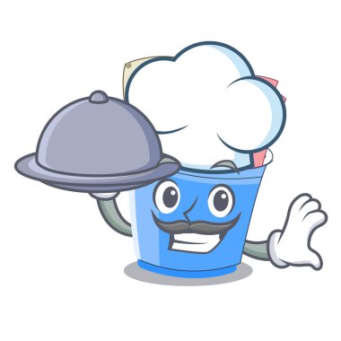 Şef gıda dondurma ile bardak karikatür vektör çizim rulo