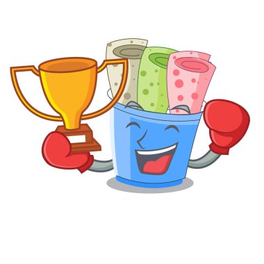 Boks şampiyonu dondurma rulo küçük derinlik maskot vektör çizim