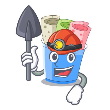 Madenci dondurma bardak karikatür vektör çizim rulo