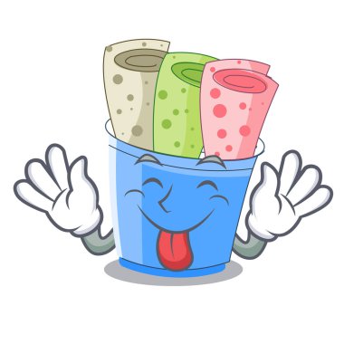 Dondurma dilini rulo küçük derinlik maskot vektör çizim