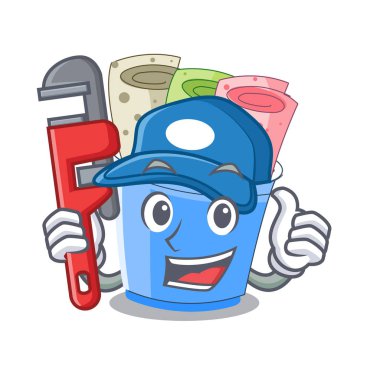 Tesisatçı dondurma rulo küçük derinlik maskot vektör çizim