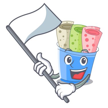 Bayrağı ile dondurma rulo küçük derinlik maskot vektör çizim