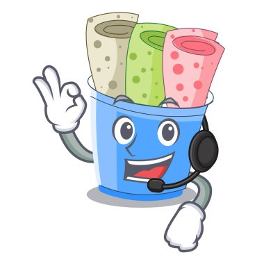 Kulaklık dondurma ile küçük derinlik maskot vektör çizim rulo