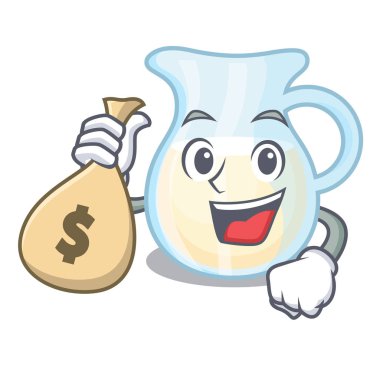 Para çantası doğal süt kabı ile bir çizgi film vektör çizim