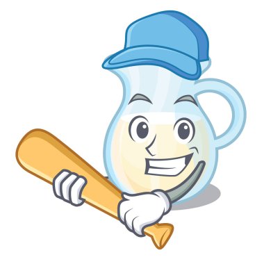 İskambil beyzbol doğal süt sürahi bir karikatür vektör çizim içinde