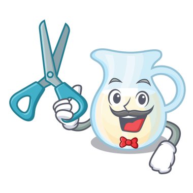 Kuaför doğal süt sürahi bir karikatür vektör çizim içinde