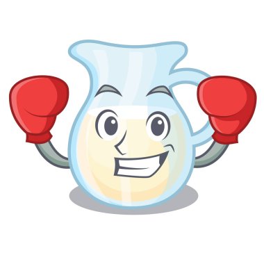 Boks doğal süt sürahi bir karikatür vektör çizim içinde