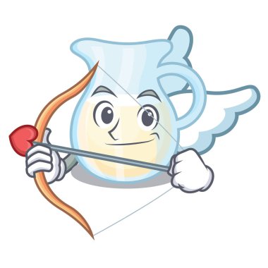 Aşk tanrısı doğal süt sürahi bir karikatür vektör çizim içinde