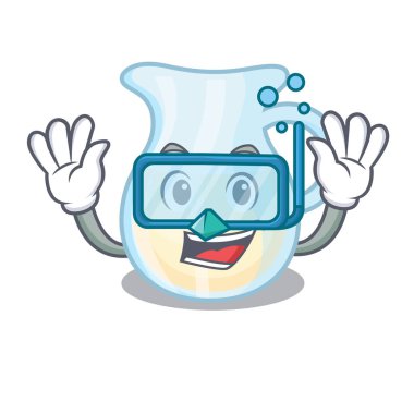 Maskot vektör illurstartion üzerinde izole süt dalış sürahi