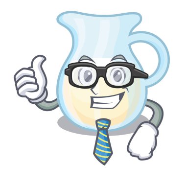 İşadamı sürahi maskot vektör illurstartion üzerinde izole süt