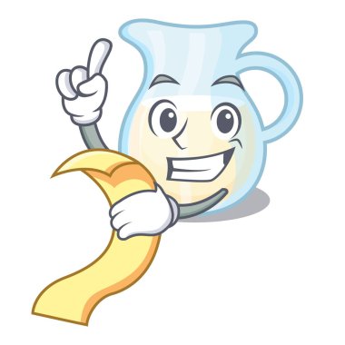 Menü süt kabı ile tamamen karakter vektör çizim ile dolu