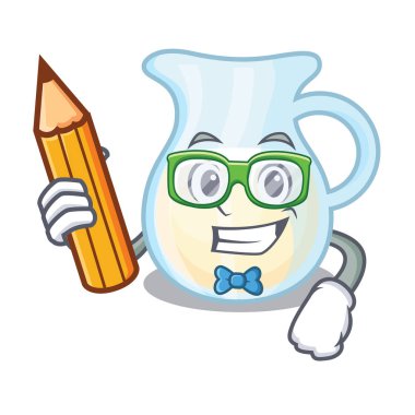 Öğrenci sürahi maskot vektör illurstartion üzerinde izole süt