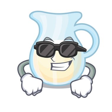 Süper maskot vektör illurstartion üzerinde izole süt şişe cool