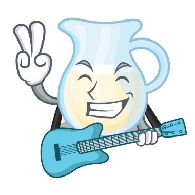 Gitar süt kabı ile tamamen karakter vektör çizim ile dolu