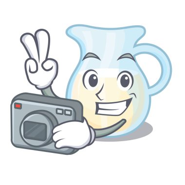 Fotoğrafçı süt kabı tamamen karakter vektör çizim ile dolu