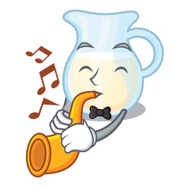 Trompet süt kabı ile tamamen karakter vektör çizim ile dolu