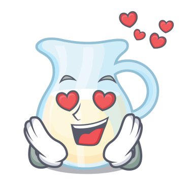 Aşk süt sürahi içinde tamamen karakter vektör çizim ile dolu