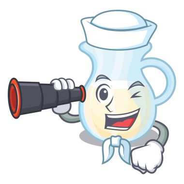 Denizci dürbün süt kabı ile tamamen karakter vektör çizim ile dolu