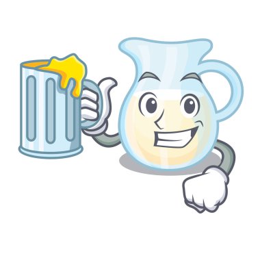 Meyve suyu süt kabı ile tamamen karakter vektör çizim ile dolu