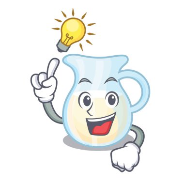 Çizgi film vektör çizim üzerinde bir fikir cam sürahi taze süt var.