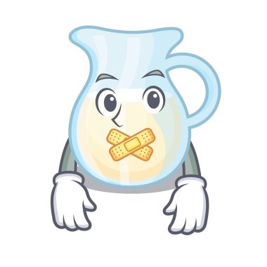 Çizgi film vektör çizim üzerinde sessiz cam sürahi taze süt