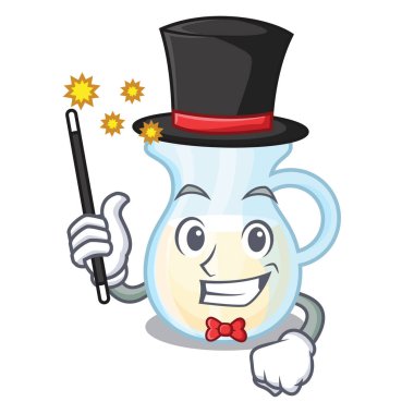 Çizgi film vektör çizim üzerinde büyücü cam sürahi taze süt