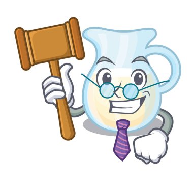 Yargıç cam sürahi taze süt karikatür vektör çizim üzerinde