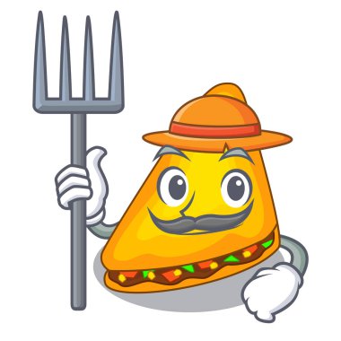 Çiftçi quesadilla tavuk ve sos karikatür vektör çizim ile