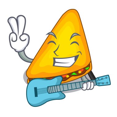 Maskot vektör çizim bir tablo ile gitar quesadilla