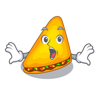 Maskot vektör çizim tabloda sürpriz quesadilla