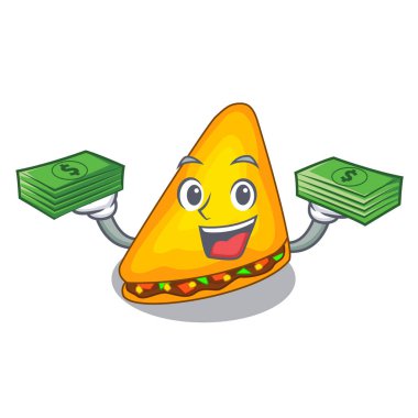 Maskot vektör çizim bir tablo ile para quesadilla