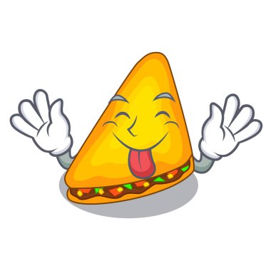 Pişmiş quesadillas parçaları bir karikatür vektör çizim ile dil