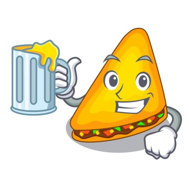 Maskot vektör çizim bir tablo ile suyu quesadilla