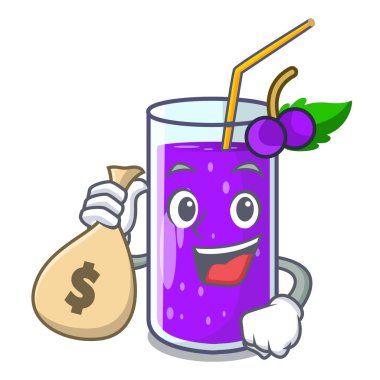 Çizgi film vektör çizim ile para çantası üzüm suyu ile şişelenmiş