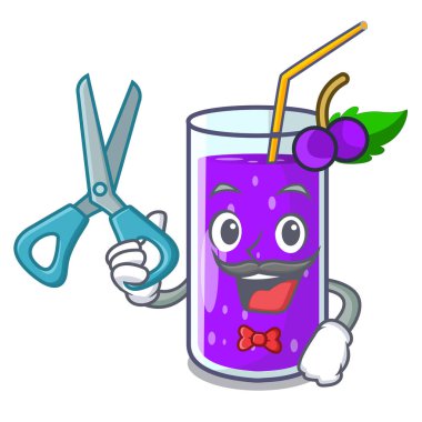 Üzüm suyu ile karikatür vektör çizim şişelenmiş berber