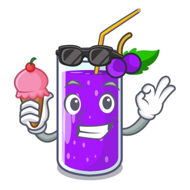 Karakter tablo vektör çizim ile dondurma cam üzüm suyu