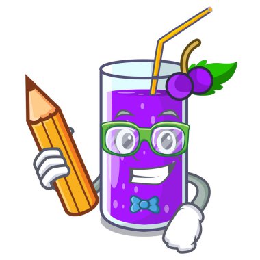 Karakter tablo vektör çizim öğrenci cam üzüm suyu