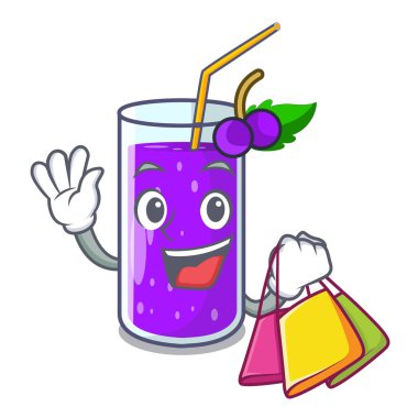 Cam üzüm suyu karakter tablo vektör çizim üzerinde alışveriş