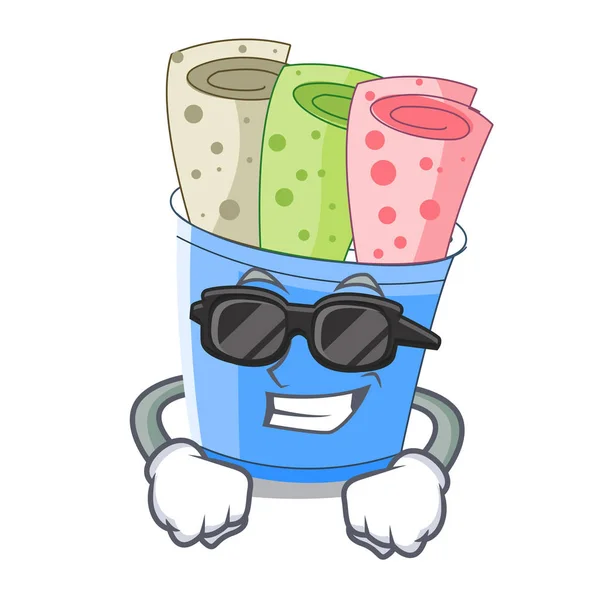 Super Cool Ice Cream Roll Caramel Character Vector Illustration — Stock Vector