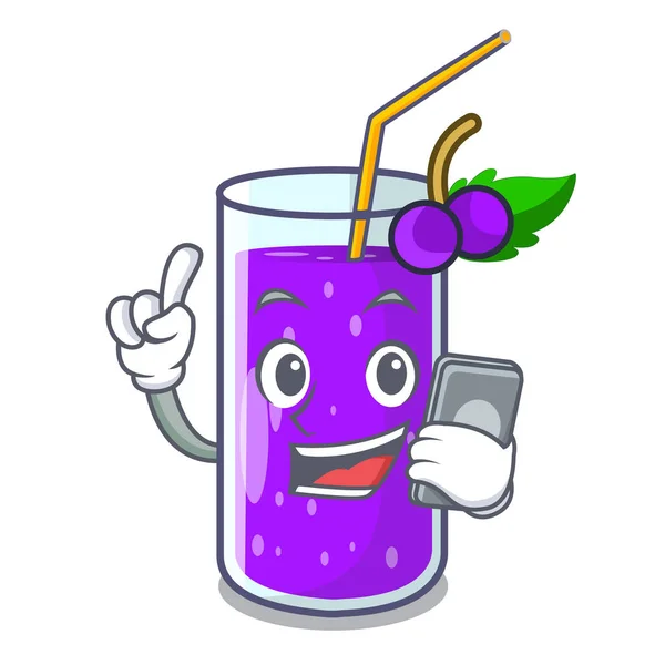 Phone Grape Juice Bottled Cartoon Vector Illustration — Stock Vector