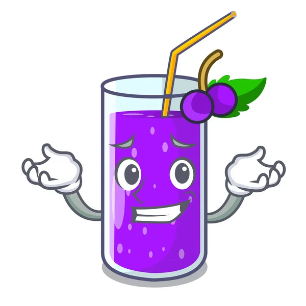 Grinning Glass Grape Juice Character Table Vector Illustration — Stock Vector