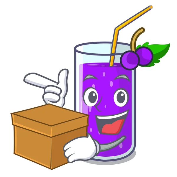 Box Glass Grape Juice Character Table Vector Illustration — Stock Vector