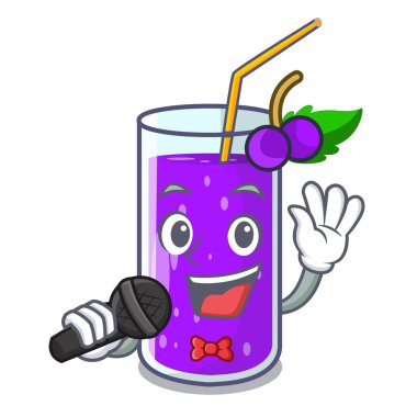 Üzüm suyu cam bir maskot vektör çizim şarkı