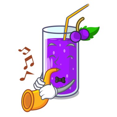 İle üzüm suyu cam bir maskot vektör çizim trompet