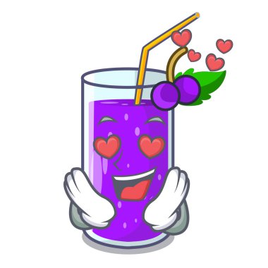 Aşk üzüm suyu cam bir maskot vektör çizim
