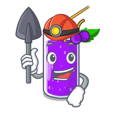 Madenci üzüm suyu cam bir maskot vektör çizim
