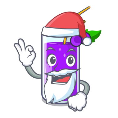 Santa üzüm suyu şişe etiket karikatür vektör çizim ile