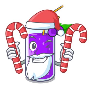 Santa ile şeker üzüm suyu şişe etiket karikatür vektör çizim ile