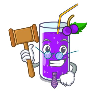 Yargıç üzüm suyu şişe etiket karikatür vektör çizim ile